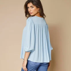 Bloes met macramé en 3/4-mouwen
