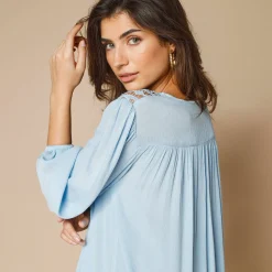 Bloes met macramé en 3/4-mouwen