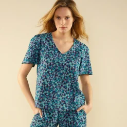 Bloes met minimalistische print en korte mouwen