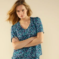 Bloes met minimalistische print en korte mouwen