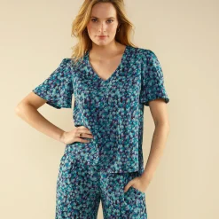 Bloes met minimalistische print en korte mouwen