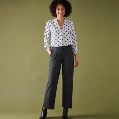Bloes met stippenprint en Tunesische hals, crêpe