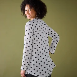 Bloes met stippenprint en Tunesische hals, crêpe