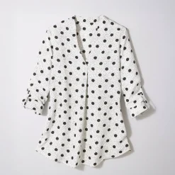 Bloes met stippenprint en Tunesische hals, crêpe