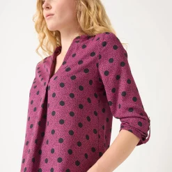 Bloes met stippenprint en Tunesische hals, crêpe