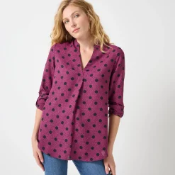 Bloes met stippenprint en Tunesische hals, crêpe