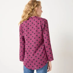 Bloes met stippenprint en Tunesische hals, crêpe