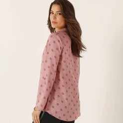 Bloes met stippenprint en Tunesische hals, crêpe