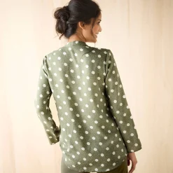 Bloes met stippenprint en Tunesische hals, crêpe