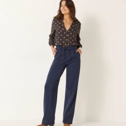 Bloes met stippenprint en Tunesische hals, crêpe