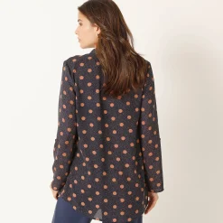 Bloes met stippenprint en Tunesische hals, crêpe