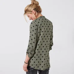Bloes met stippenprint en Tunesische hals, crêpe