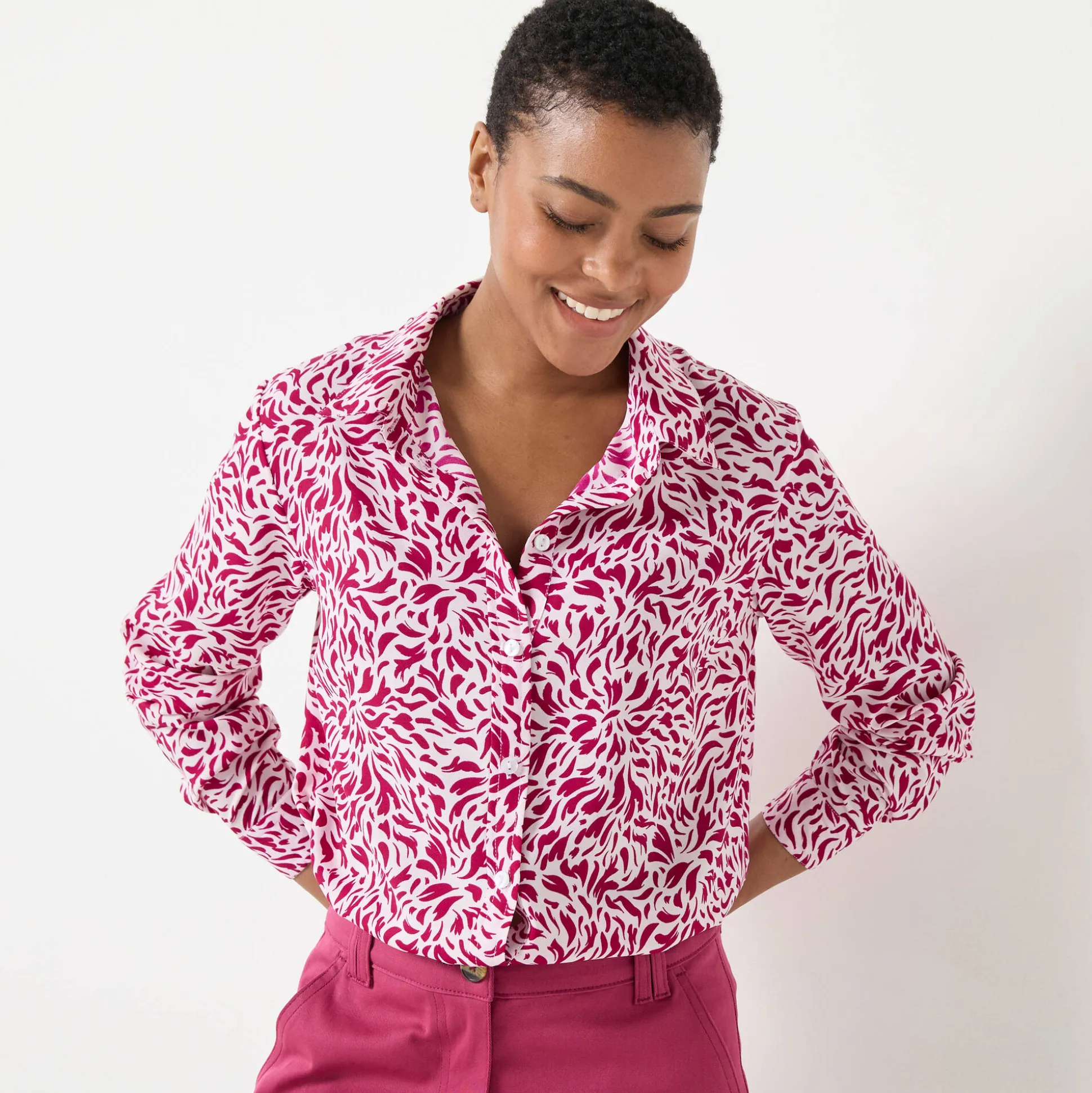 Bloes met tweekleurige print, crêpe