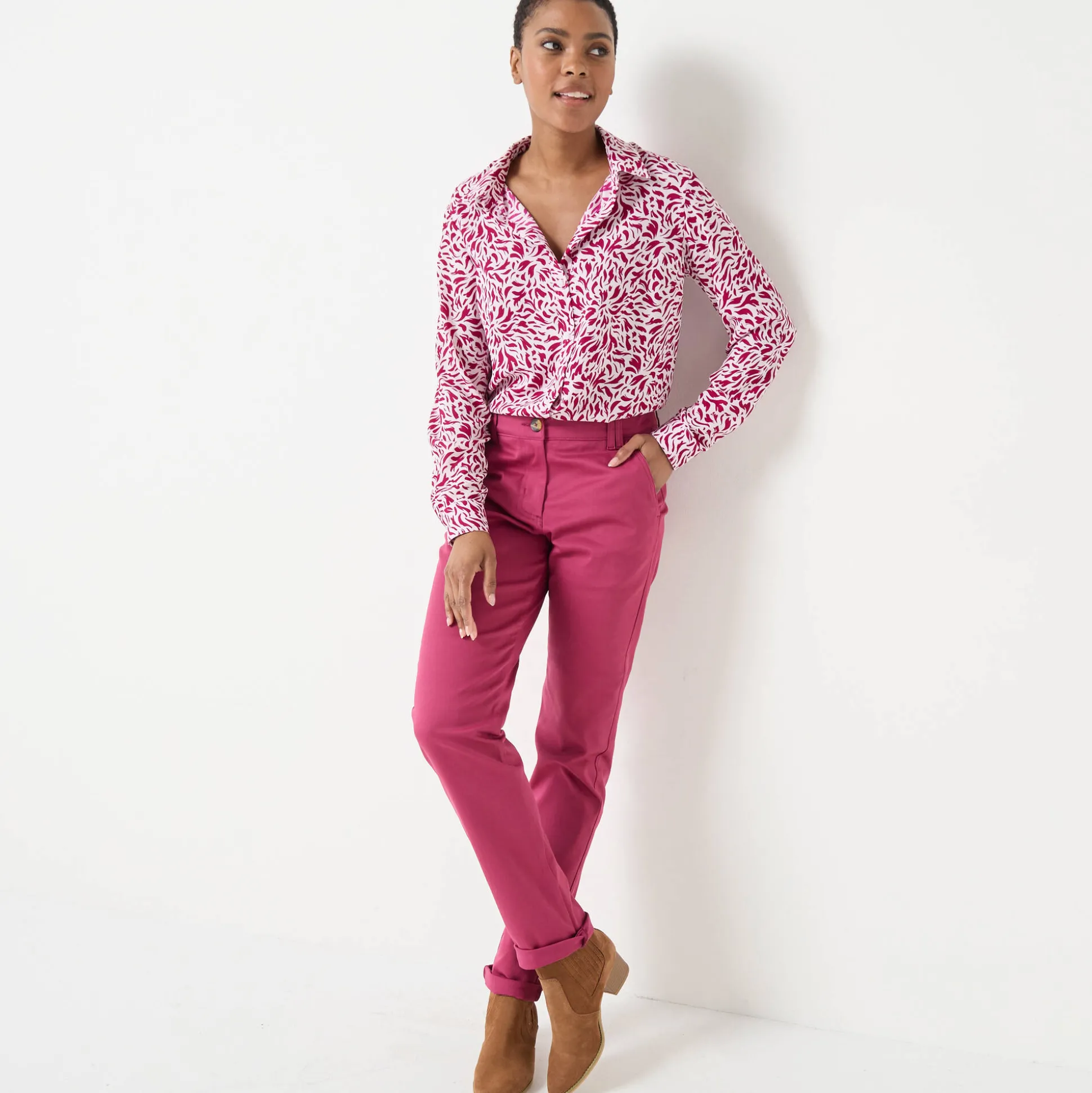 Bloes met tweekleurige print, crêpe