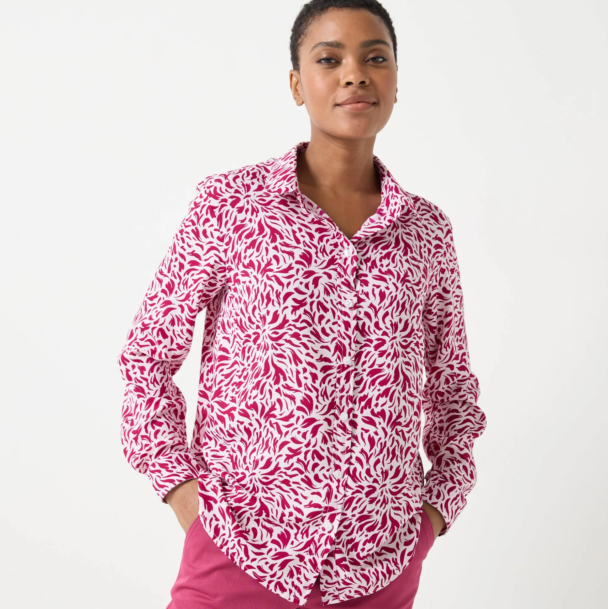 Bloes met tweekleurige print, crêpe