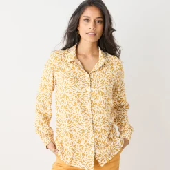 Bloes met tweekleurige print, crêpe