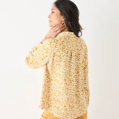 Bloes met tweekleurige print, crêpe