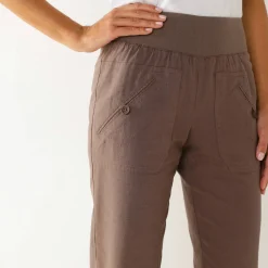 Bloezende broek met elastische taille, linnen-katoen