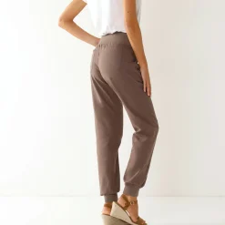 Bloezende broek met elastische taille, linnen-katoen