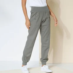 Bloezende broek met elastische taille, linnen-katoen