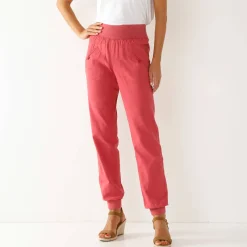 Bloezende broek met elastische taille, linnen-katoen