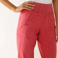Bloezende broek met elastische taille, linnen-katoen