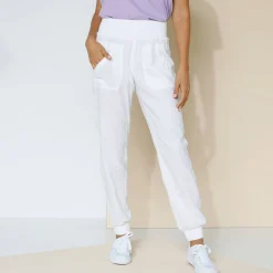 Bloezende broek met elastische taille, linnen-katoen