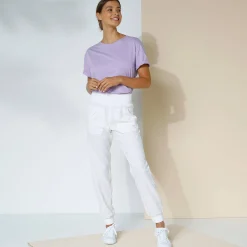 Bloezende broek met elastische taille, linnen-katoen