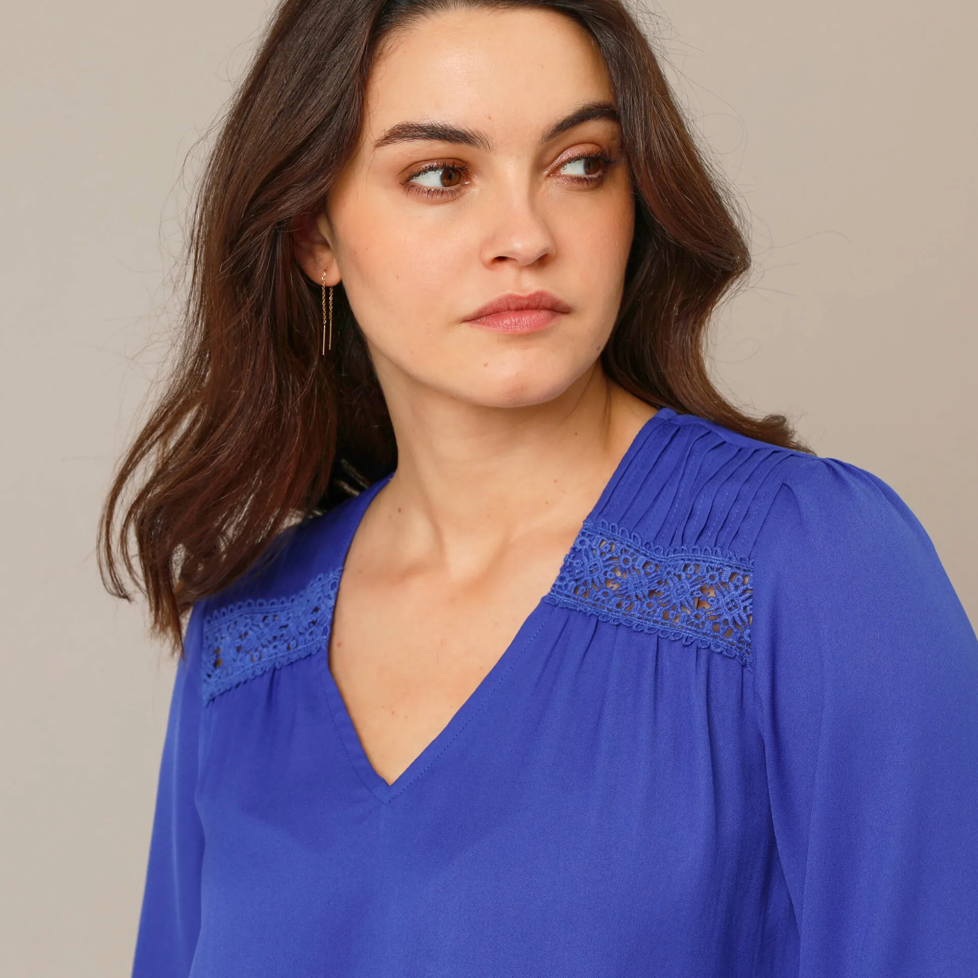Blouse met kanten details, crêpe