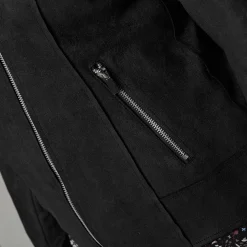 Blouson in suèdine met rits en reverskraag met drukknoopsluiting