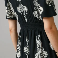 Bohemian lange jurk, print met borduureffect