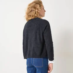 Bolero in harig tricot met lange mouwen