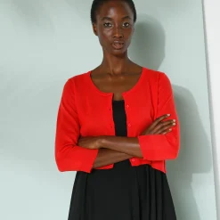Bolero-vest met knopen, zachte touch