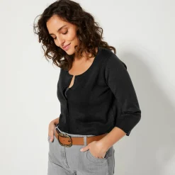 Bolero-vest met knopen, zachte touch