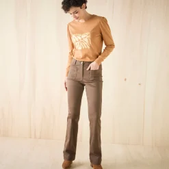 Bootcut broek, opgestikte zakken