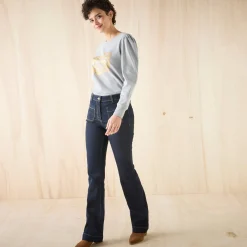Bootcut jeans, opgestikte zakken