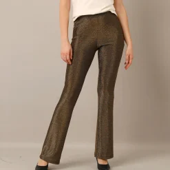 Bootcut legging met elastische tailleband, glanzende stof