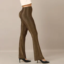 Bootcut legging met elastische tailleband, glanzende stof