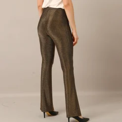 Bootcut legging met elastische tailleband, glanzende stof