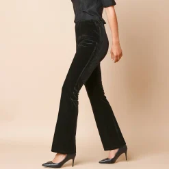 Bootcut legging met elastische taille, in velourstricot