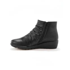 Boots in 2 materialen met plissé en sleehak - zwart