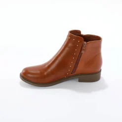 Boots in 2 materialen, rits en sierspijkers