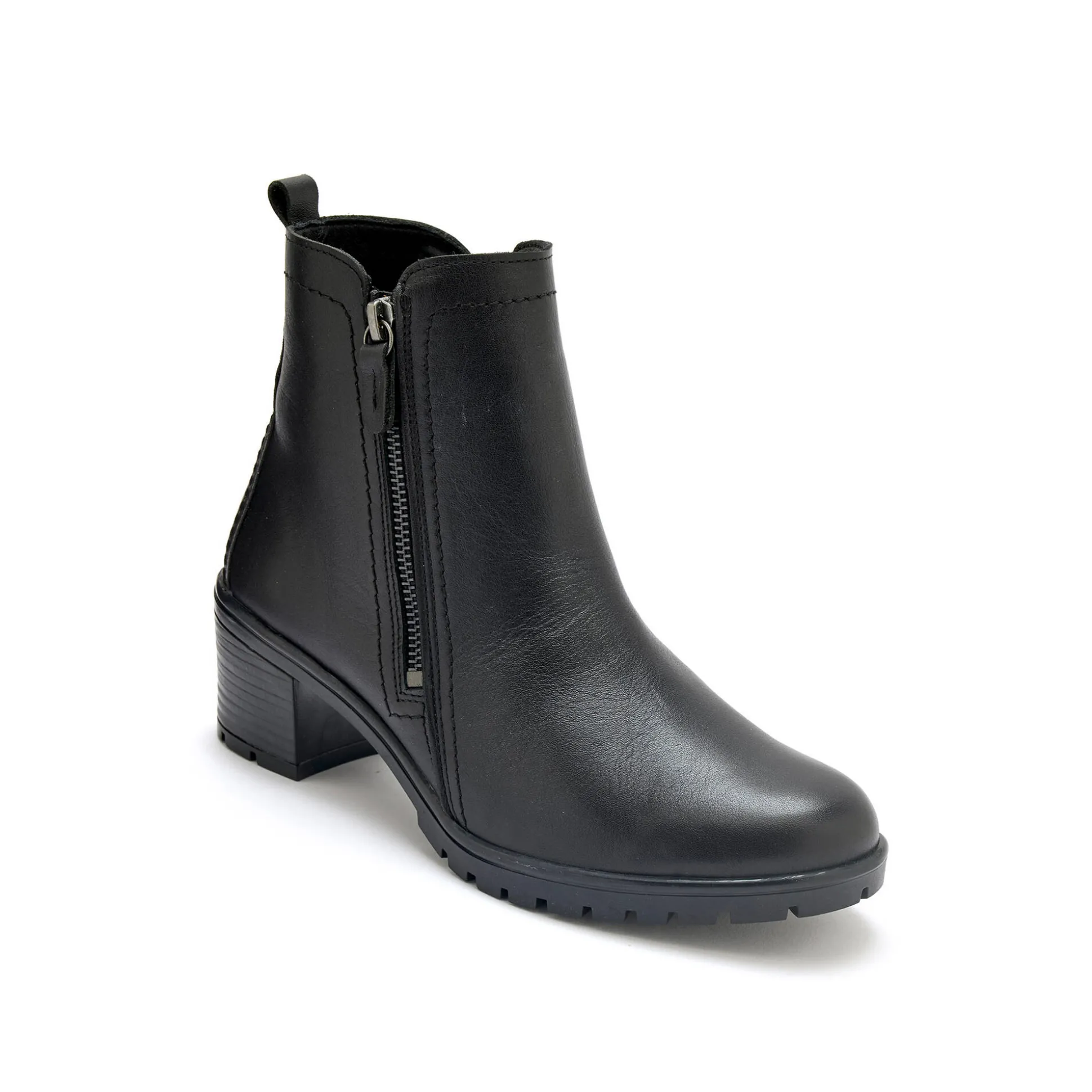 Boots in glad leer met rits en hak, extrabreed