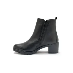Boots in glad leer met rits en hak, extrabreed