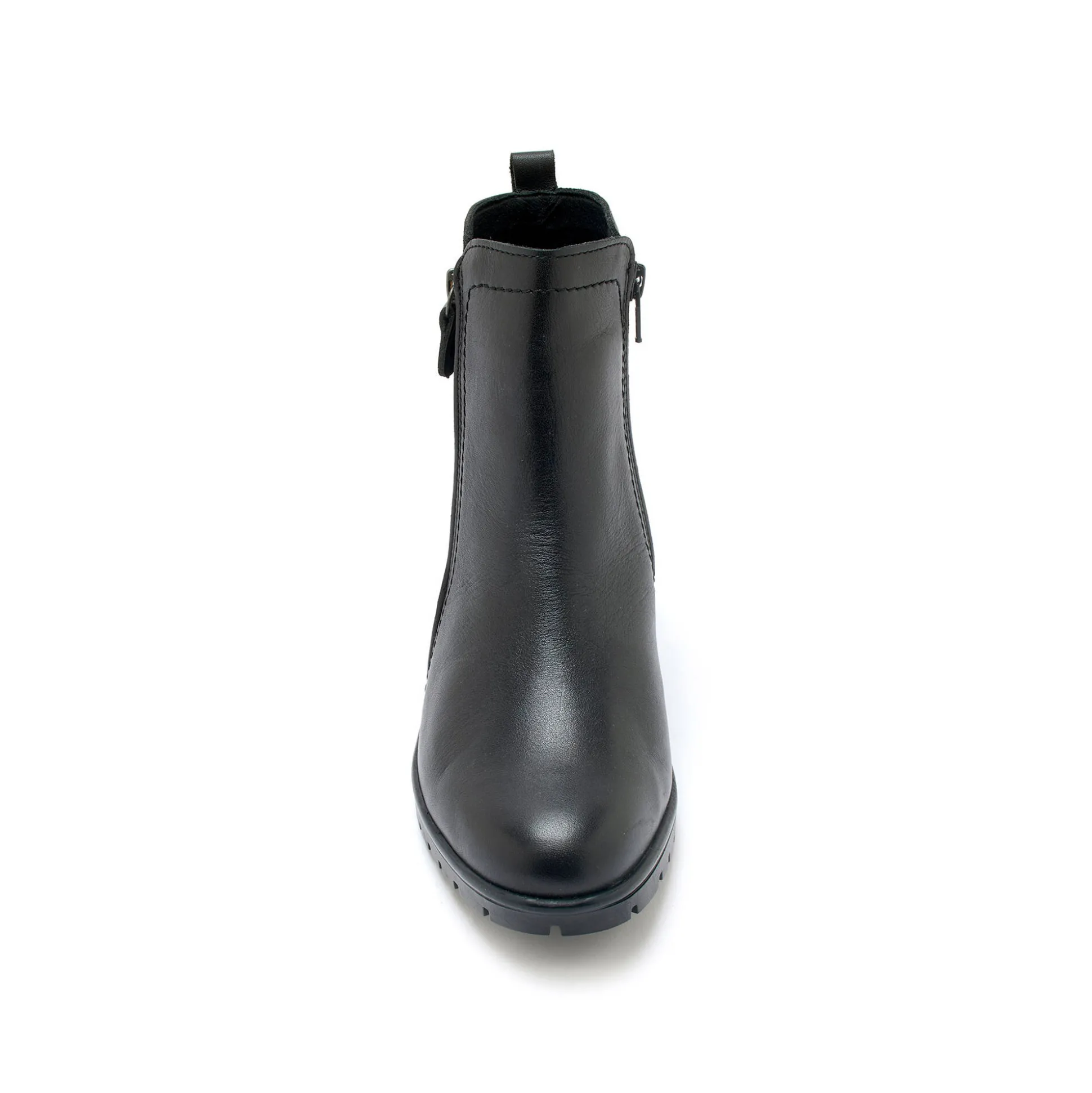 Boots in glad leer met rits en hak, extrabreed