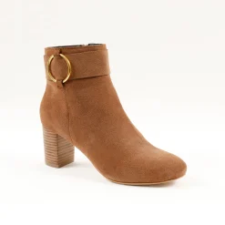 Boots in splitleer met gesp opzij