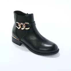 Boots met elastieken en rits, goudkleurige gesp