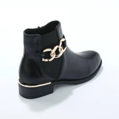 Boots met elastieken en rits, goudkleurige gesp