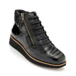 Boots met rits en veters, breed model - zebramotieven