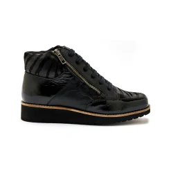 Boots met rits en veters, breed model - zebramotieven